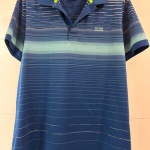 Hugo Boss Green Label Men's Blue Striped Polo Shirt Size XL